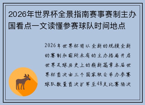 2026年世界杯全景指南赛事赛制主办国看点一文读懂参赛球队时间地点
